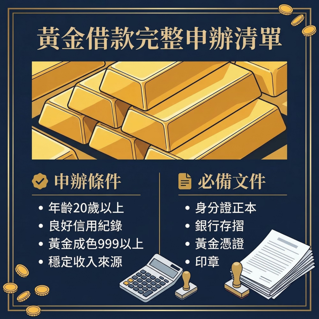 黃金借款條件與申請必備資料（合法申辦最完整清單）