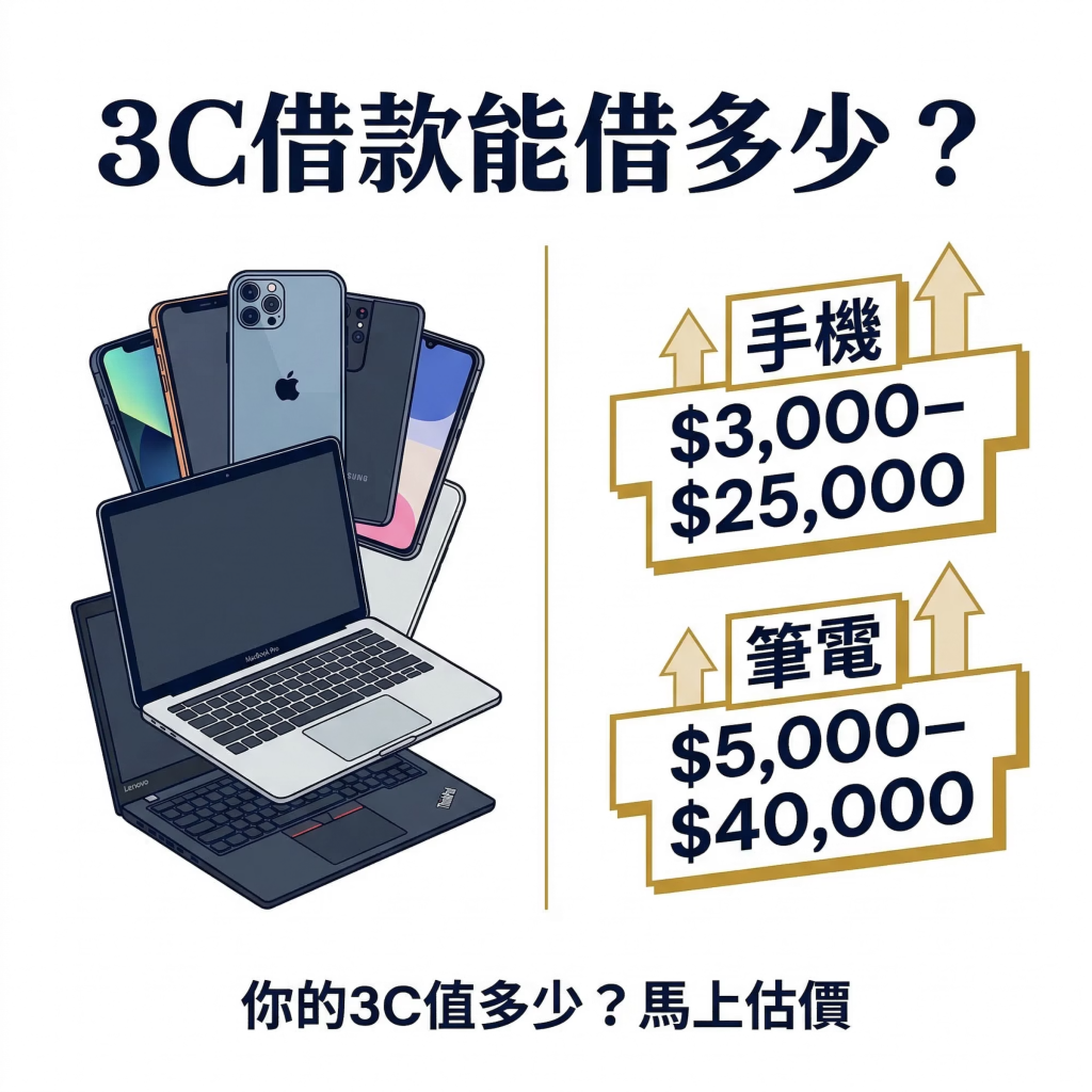 3C借款可以借多少？手機、筆電估價區間公開